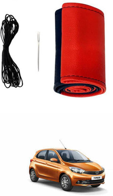 AYW Hand Stiched Steering Cover For Tata Universal For Car(Red, Black, Leather)