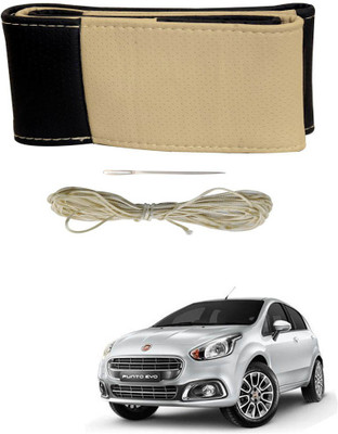 AYW Hand Stiched Steering Cover For Fiat Punto Evo(Black, Beige, Leather)