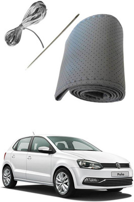 AYW Hand Stiched Steering Cover For Volkswagen Polo(Grey, Leather)