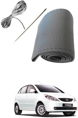 AYW Hand Stiched Steering Cover For Tata Vista(Grey, Leather)