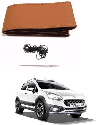 AYW Hand Stiched Steering Cover For Fiat XJ-TYPE(Tan, Leather)