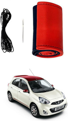 AYW Hand Stiched Steering Cover For Nissan Micra(Red, Black, Leather)