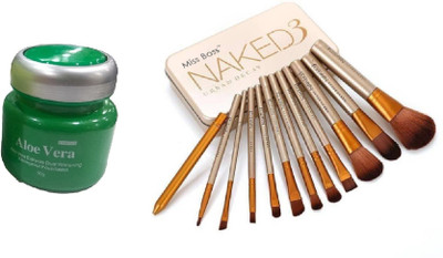 

Miss Boss naked golden brushes (pack of 12) and kb aloevera waterproof foundation 50gm combo(Set of 2)