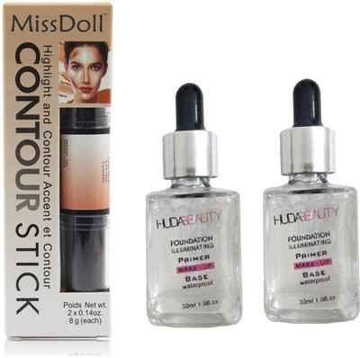 

Miss Doll Highlighter, Contour Stick (cream) andBeauty Primer - 30 ml(Set of 3)