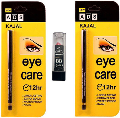 

ADS Two Kajal Pencil & BB mini Lipstick Pack Of 3(Set of 3)