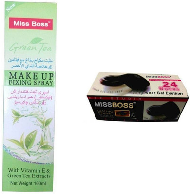 

Miss Boss gel eyeliner with brush 6.0 gm and Aloe Vera Make Up Fixing Spray Primer - 160 ml combo(Set of 2)
