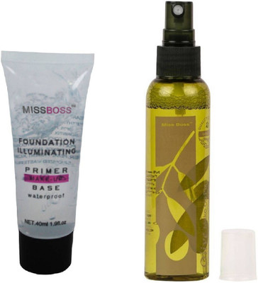 

Miss Boss Huda Foundation illuminating Primer - 40 ml and kb Olive Oil Makeup Fixer Primer - 120 ml combo(Set of 2)