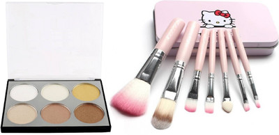 

ADJD COMPLETE PROFESSIONAL MAKEUP COMO WITH RADIANT RICH HIGHLIGHTER & CONTOUR PALETTE & ULTRA SOFT BRISTLES MAKEUP BRUSHES(Set of 8)