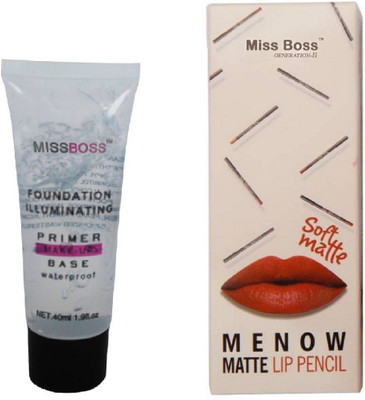 

Miss Boss Huda Foundation illuminating Primer - 40 ml and mn long lasting softmatte lipliner (pack of 12) combo(Set of 2)