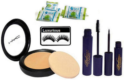 luxurious Eyelashes & Compact & Padma Eyeliner+Mascara With Magic Napkin 3(Set of 7)