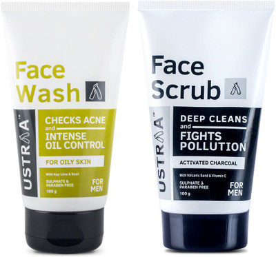 

Ustraa Face Scrub with Activated Charcoal and Face Wash Oily Skin(Set of 2)