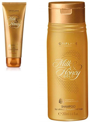 

Oriflame Sweden Milk & Honey Sugar Scrub 75g & milk & Honey Gold Shampoo 200ml(Set of 2)