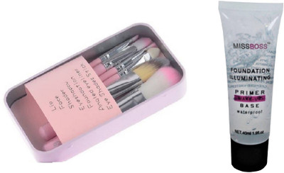 

Miss Boss hk set of 7 pink brushes and hb Foundation illuminating Primer - 40 ml combo(Set of 2)