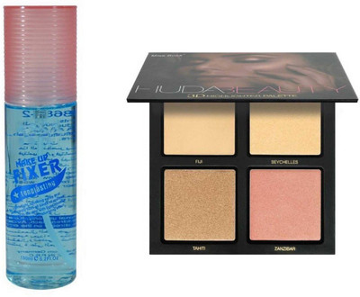 

Miss Boss Huda 3D highlighter palette and makeup fixer 200ml combo(Set of 2)