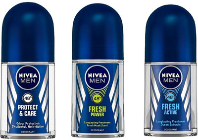 

Nivea Men Protect & Care,Fresh Power & Fresh Active Deodorant Roll-on - For Men(150 ml, Pack of 3)