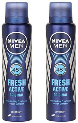 

Nivea MEN 48 HOURS FRESH ACTIVE Body Spray - For Men(150 ml, Pack of 2)