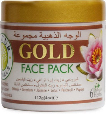 

Inatur Gold Face Pack 112g, Chironji, Geranium, Jasmine, Lotus, Patchouli, Papaya(112 g)