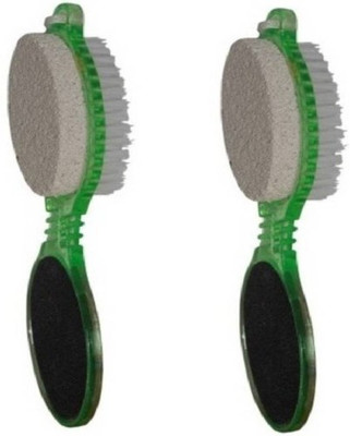 

ADHBHUD (Pack 0f 2 Pcs ) 4 in1 Pedicure Paddle Brush with Pumice Stone Cleanse Scrub Buff Foot Scrubber(Green)