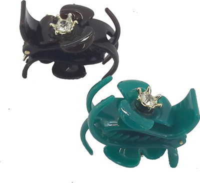 

Saaj Women Collection Plastic Flower Hair Clutcher Hair Claw(Green, Brown)
