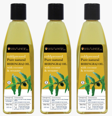 

Soulflower Coldpressed Bhringraj Carrier Oil Set of 3 Hair Oil(360 ml)