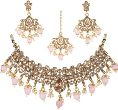 Jewels Capital Alloy Gold-plated Gold, Pink Jewellery Set(Pack of 1)