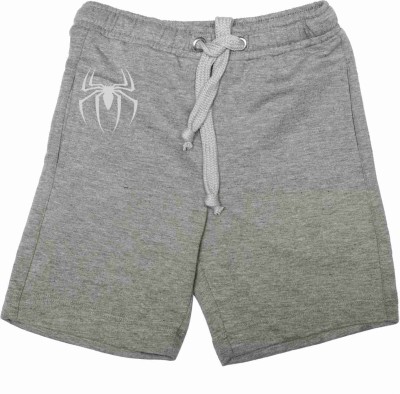 Spiderman Short For Boys Casual Self Design Cotton Blend, Polycotton(Grey, Pack of 1)