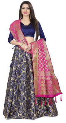 Sonu Creation Embroidered, Self Design Semi Stitched Lehenga Choli(Dark Blue, Gold)