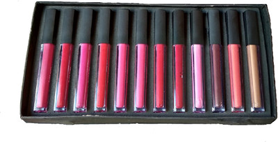 

vune 12 pc high quality multicolor matte lipstick (Multicolor)(Black)
