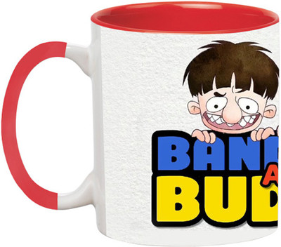 ARTBUG Bandbudh And Budbak Cartoon -2265-Red Ceramic Coffee Mug(350 ml)
