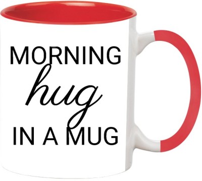 ARTBUG Morning Hug In A -1207-Red Ceramic Coffee Mug(350 ml)