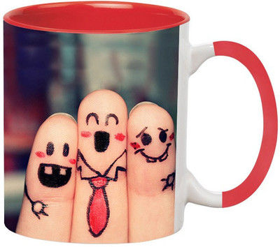 ARTBUG Friends Forever -1437-Red Ceramic Coffee Mug(350 ml)