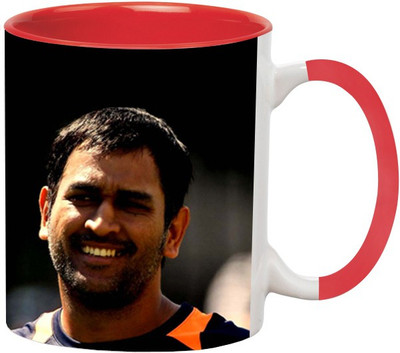 ARTBUG MS Dhoni Ceramic -439-Red Ceramic Coffee Mug(350 ml)