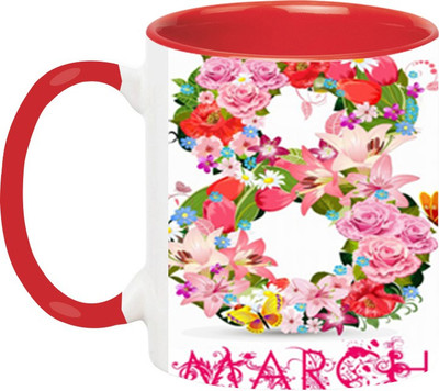 ARTBUG Womens Day -235-Red Ceramic Coffee Mug(350 ml)