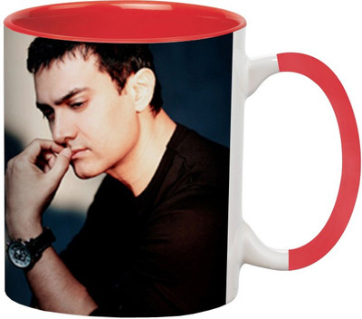 ARTBUG Aamir Khan Ceramic -507-Red Ceramic Coffee Mug(350 ml)