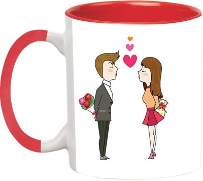 ARTBUG Couple Kissing -1670-Red Ceramic Coffee Mug(350 ml)