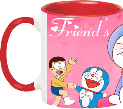 ARTBUG Doaremon Friends Forever Cartoon -2074-Red Ceramic Coffee Mug(350 ml)