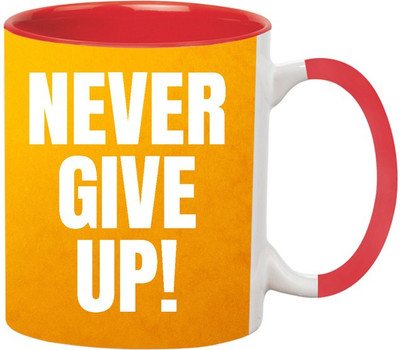 ARTBUG Never Give Up -1173-Red Ceramic Coffee Mug(350 ml)