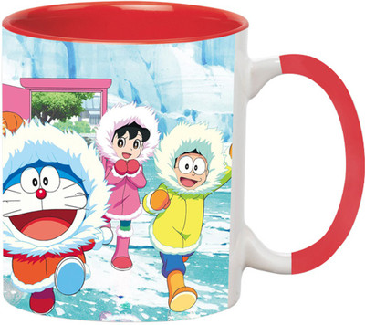 ARTBUG Doaremon Cartoon -2070-Red Ceramic Coffee Mug(350 ml)