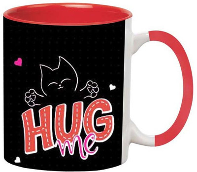 ARTBUG Hug Me Ceramic -573-Red Ceramic Coffee Mug(350 ml)