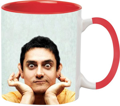 ARTBUG Aamir Khan Ceramic -505-Red Ceramic Coffee Mug(350 ml)