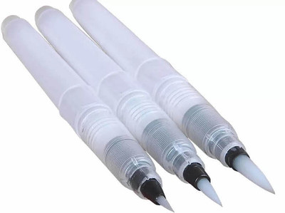 Style Craze 3 PC'S Refillable Painting brush Watercolor brush Water Tank Calligraphy Brush art marker pen water color(Set of 3, White)