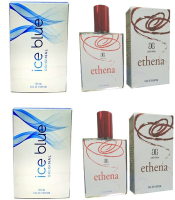

Arochem 2 Ice Blue and 2 Ethena Perfume 100ML Each (Pack of 4) Eau de Parfum - 400 ml(For Men & Women)