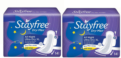 

Stayfree Dry Max All Nights XL 14+14 Sanitary Pad Sanitary Pad(Pack of 2)