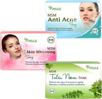 

Ionule MSM Anti Acne, MSM Skin Whitening And MSM Tulsi Neem Soap Pack of 3(300 g, Pack of 3)