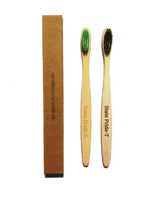 

State Pride-T Multi colored bristles Bamboo pack of 2 Medium Toothbrush(Pack of 2)