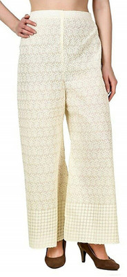 SriSaras Regular Fit Women Cream Trousers