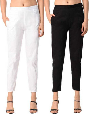 Shri Hub Regular Fit Women White, Black Trousers