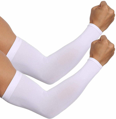 PinKit Nylon Arm Sleeve For Men & Women(Free, White)