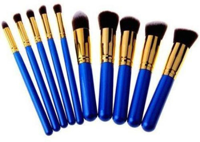 

J Makeup Brushes Foundation Blending Blush Eyeliner Brush Kit Golden Blue(Pack of 10)