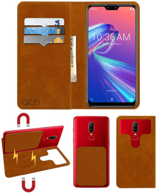 ACM Flip Cover for Asus Zenfone Max Pro M2(Gold, Cases with Holder, Pack of: 1)